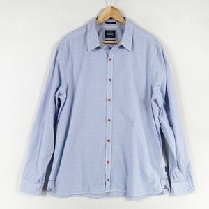 White Stuff Shirt Mens XL Blue White Stripe Button Up Cotton Classic Fit